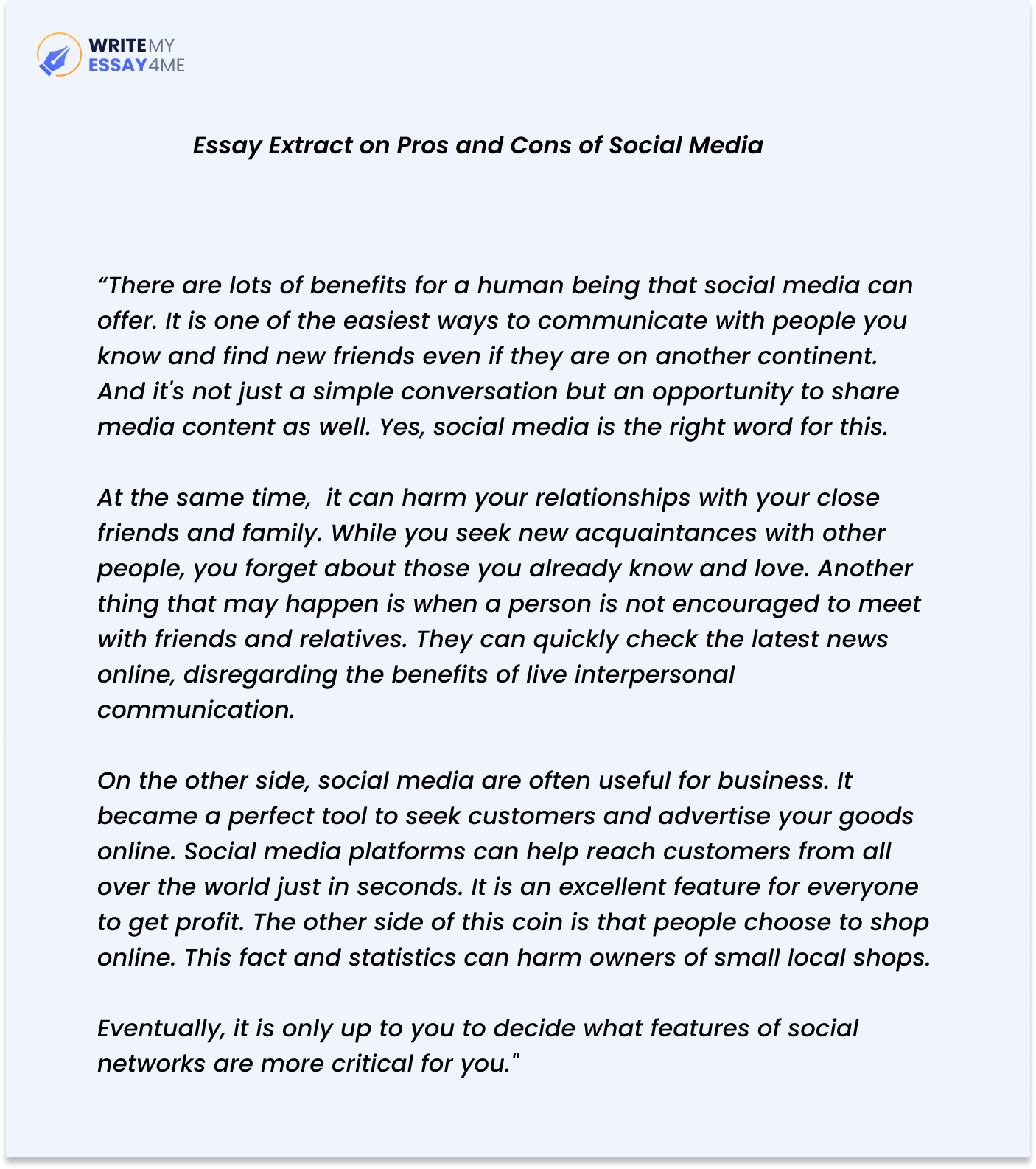 social media for essay